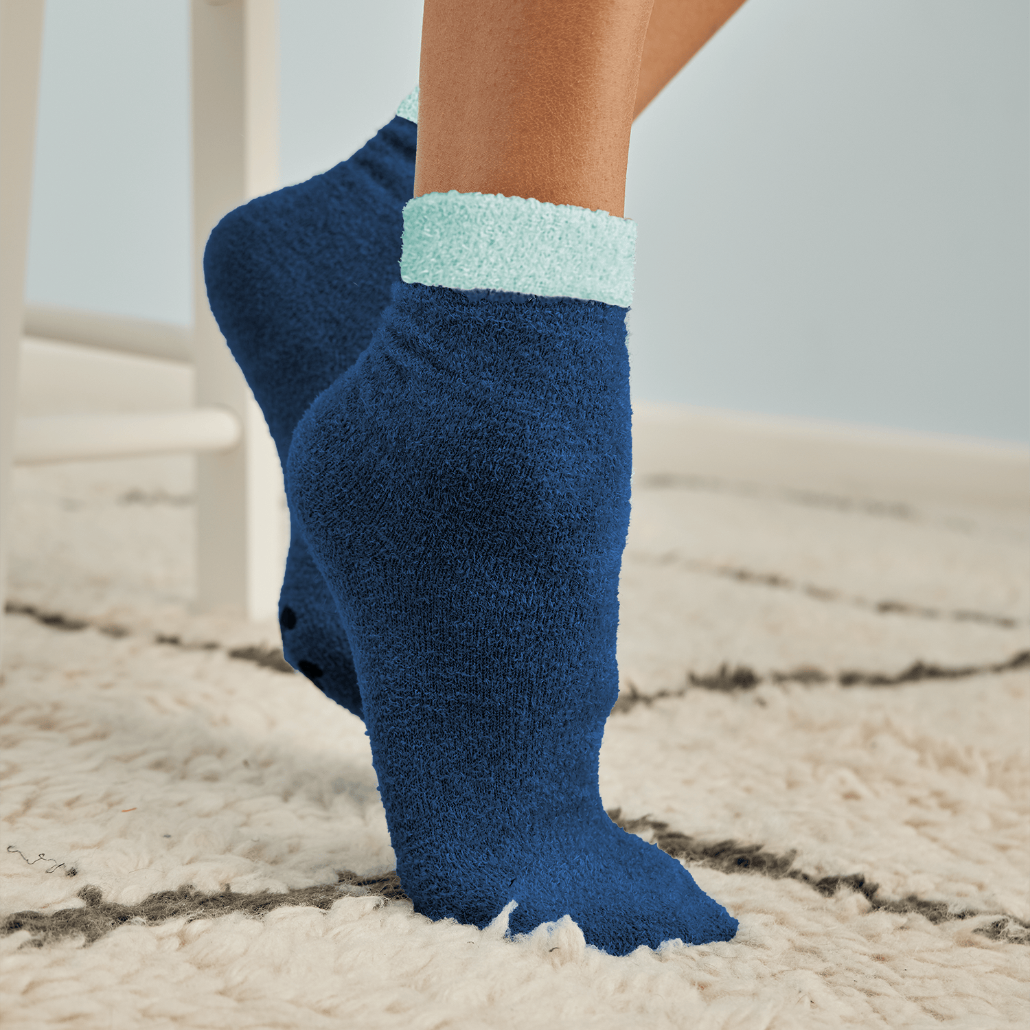 Navy/Mint Floof Socks