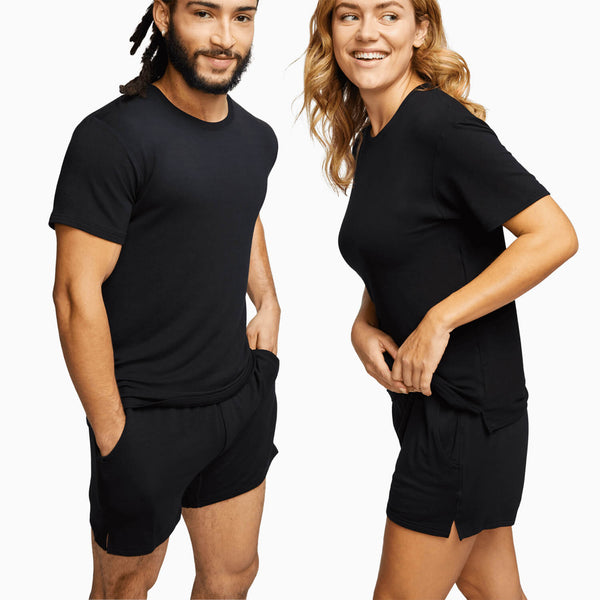 modelsizing1: Laurencio is 5’11” and wearing a medium. | modelsizing2: Katie is 5’11” and wearing a medium top and small bottom. | first: mens, best-sellers, womens, bottoms, tops